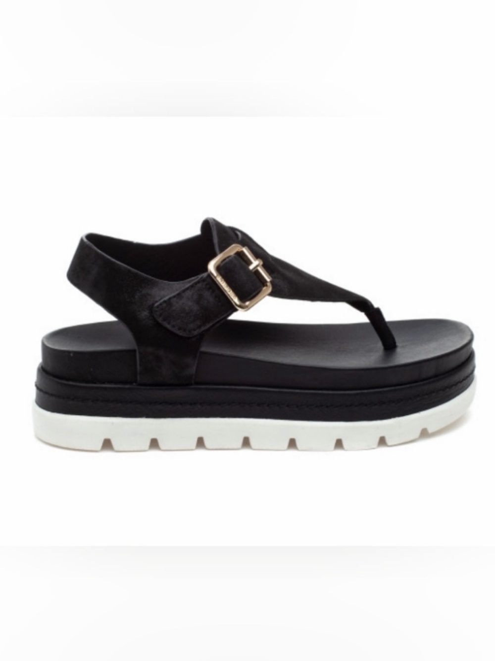 J Slides J/SLIDES Shoes Women's Becky Sandals In Black Suede Gold Buckle 7.5 - Picture 3 of 16